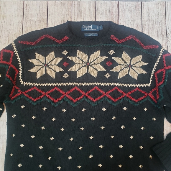 Vintage Polo by Ralph Lauren Hand-Knit Fair Isle Silk Linen Cotton Sweater - Picture 3 of 10